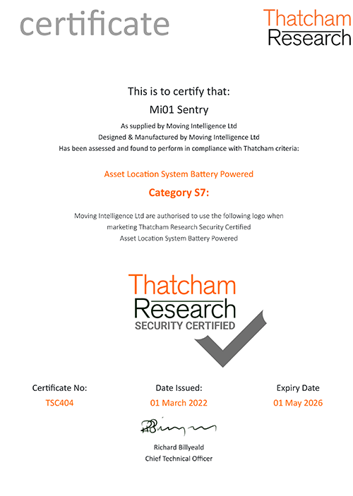 Mi01 Sentry Thatcham Certified and Insurance Accredited